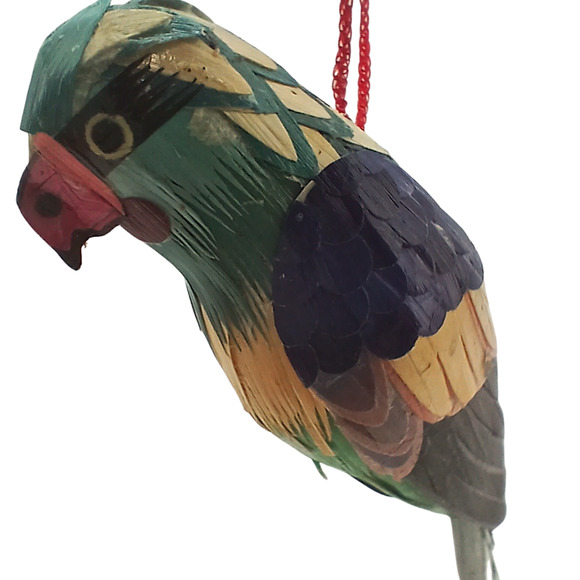 Handcrafted Wheat Straw Bird Ornament – Colorful Songbird Hanging Decor Folk Art - Picture 7 of 8